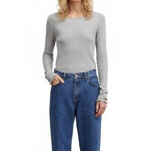 NEW SKALL STUDIO edie long sleeve tee in grey melange